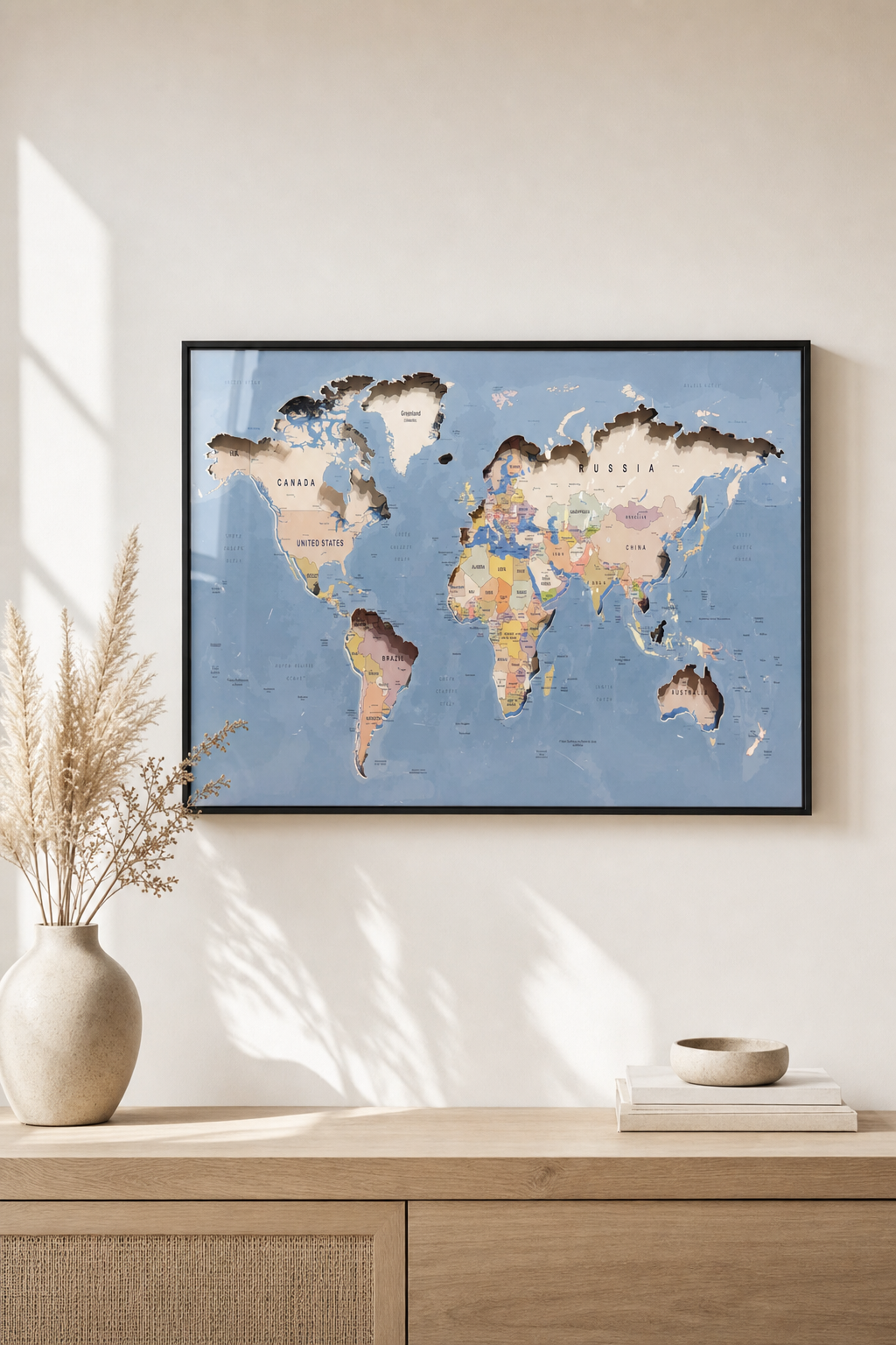 3D Layered World Map Frame