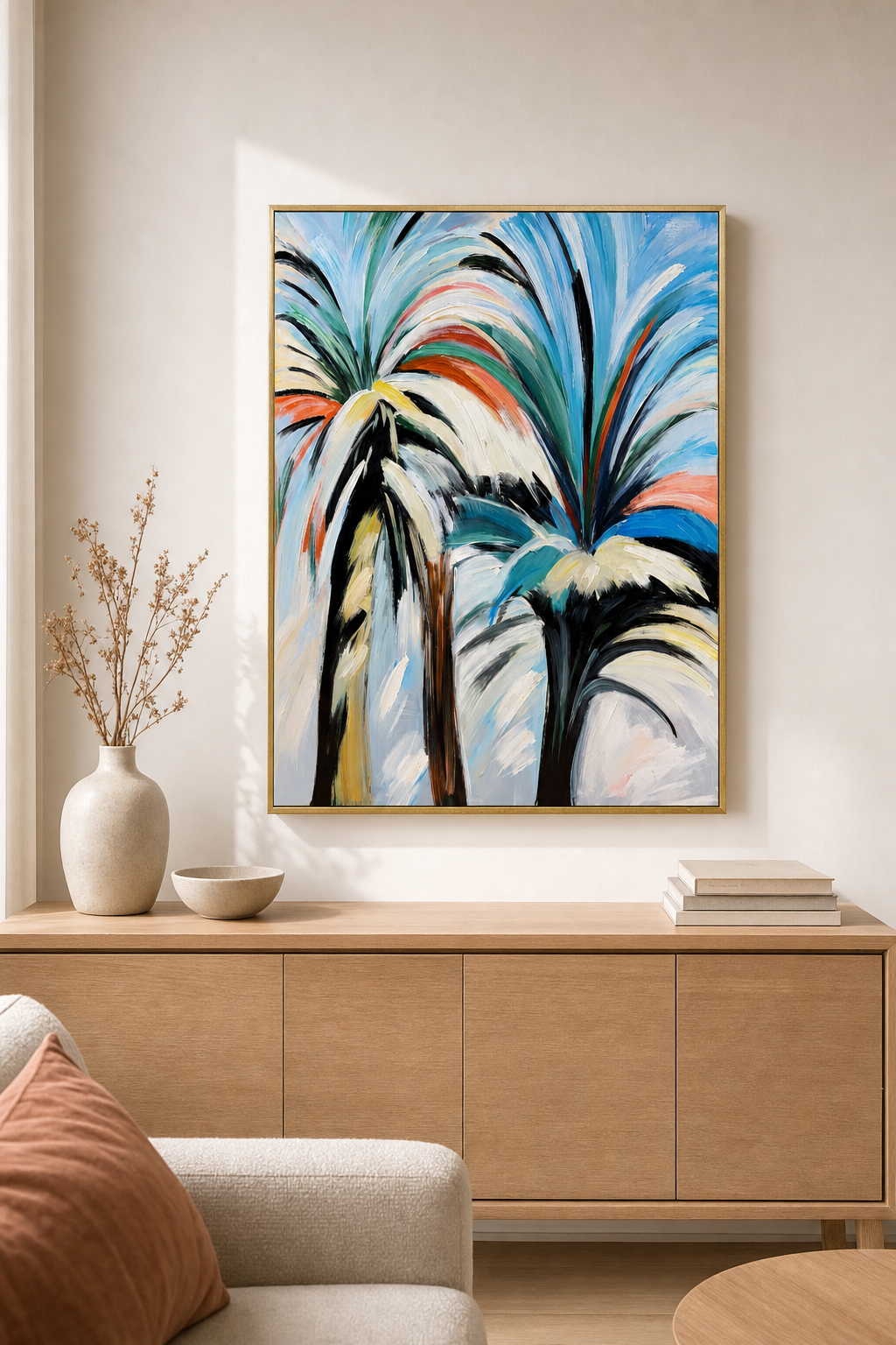 Colourful Palm Trees Textured Wall Art