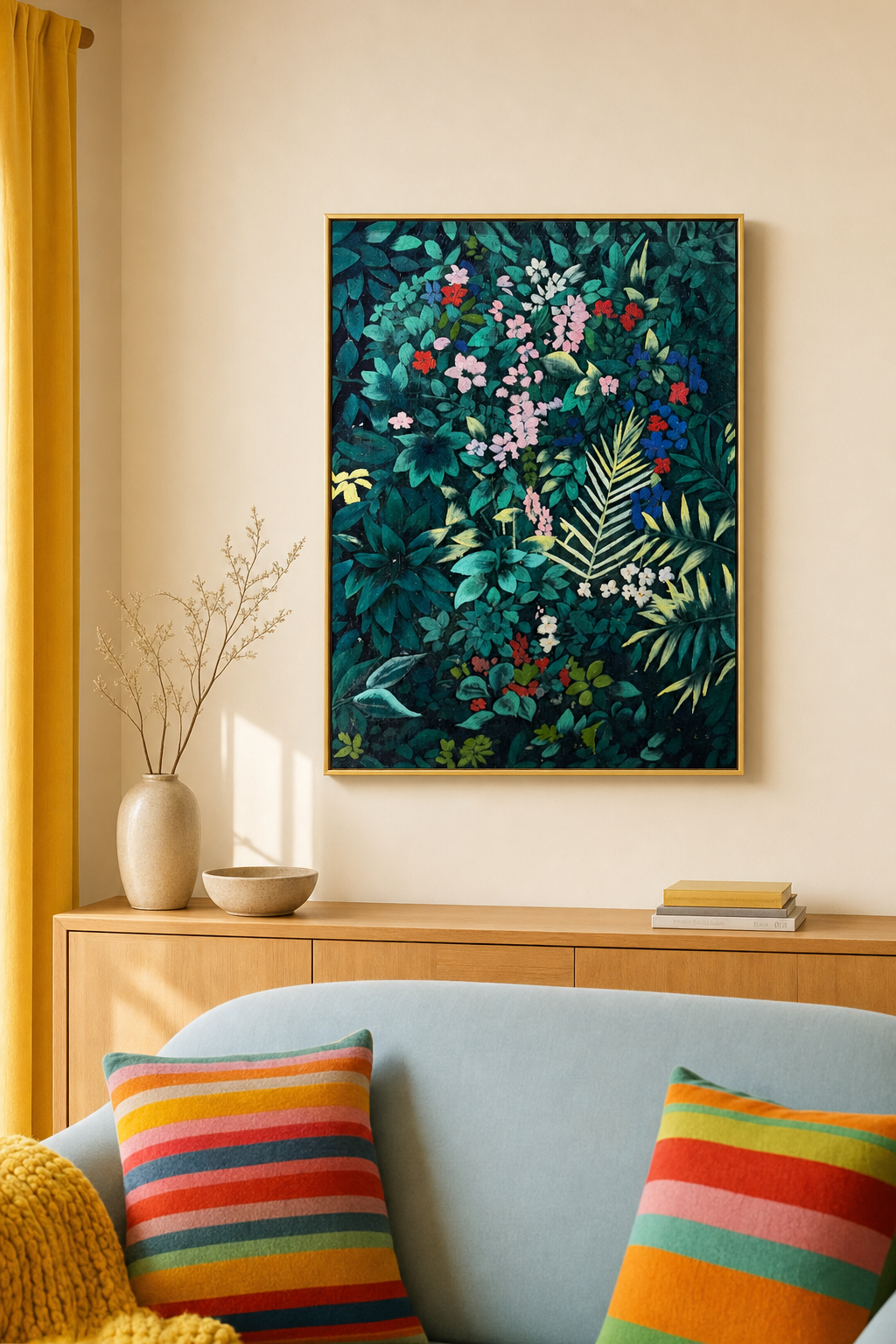 Tropical Jungle Foliage & Flowers Wall Art