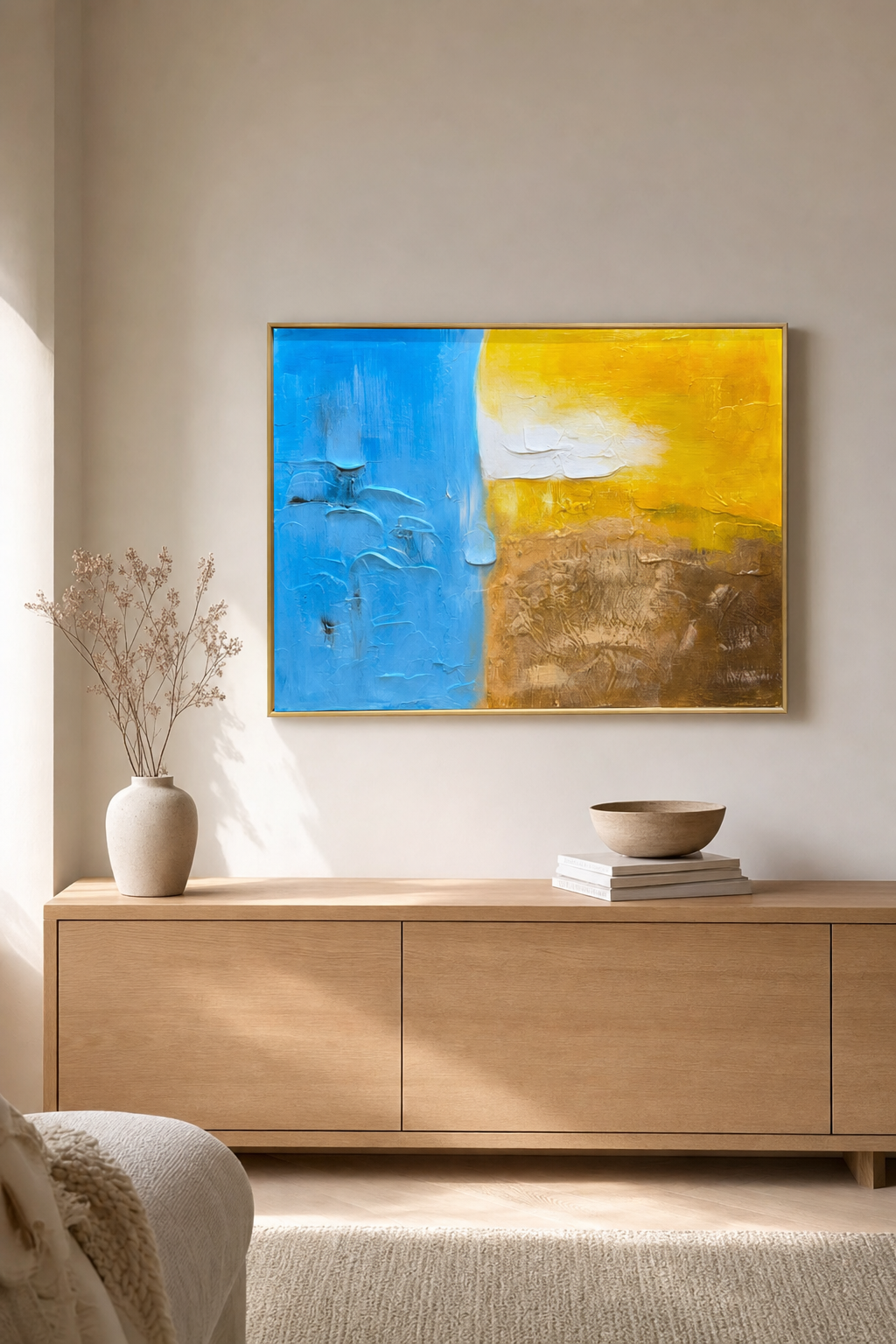 Blue & Yellow Abstract Colour-block Wall Art