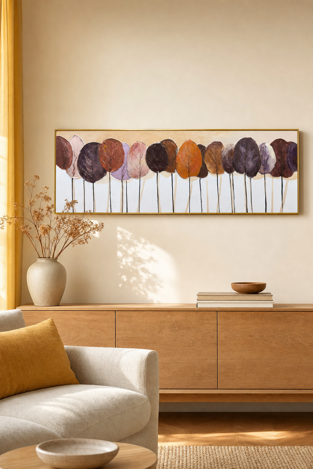 Row of Autumn Leaf Trees Panoramic Wall Art