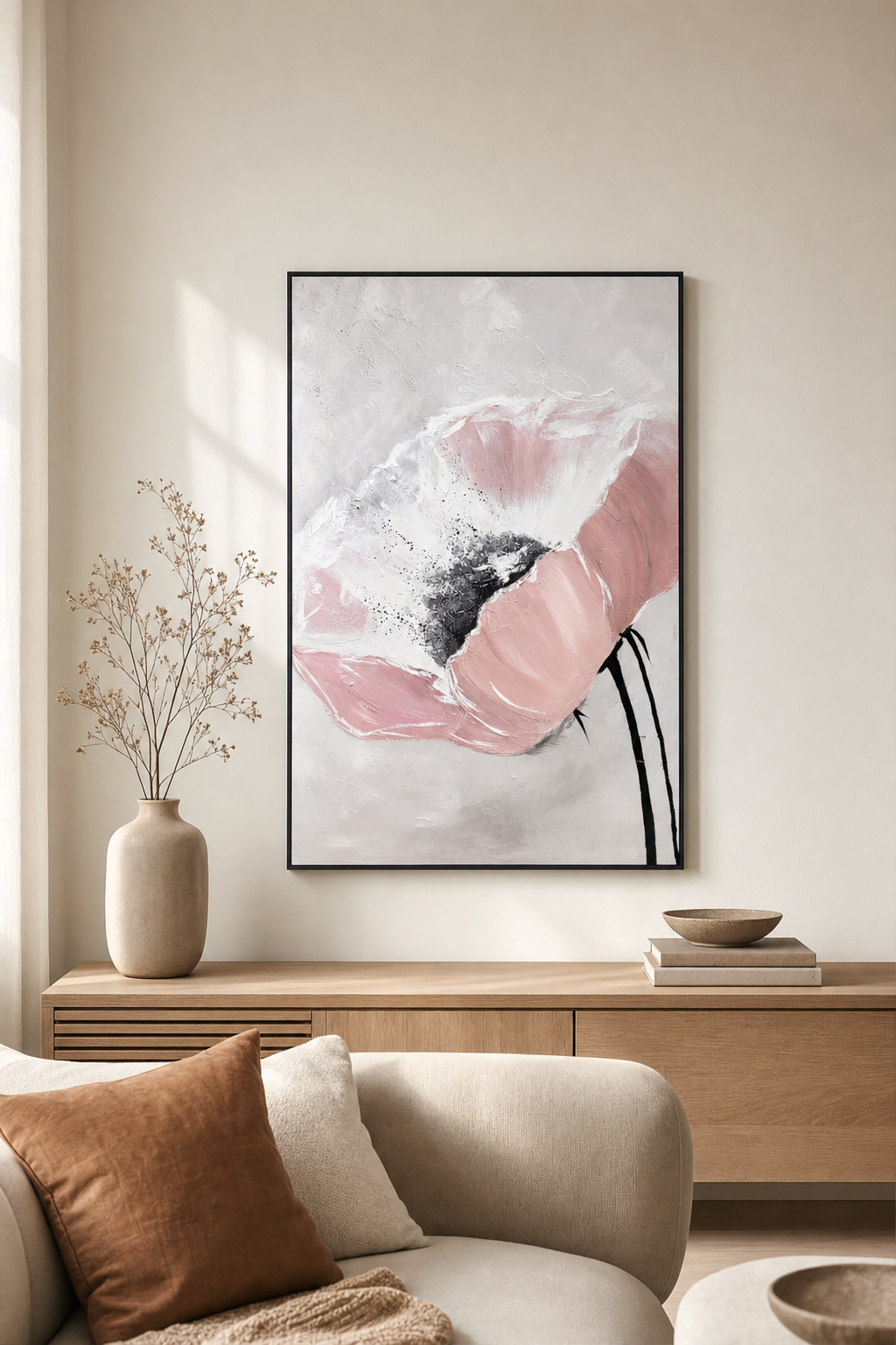 Pink Poppy Close-up Textured Wall Art
