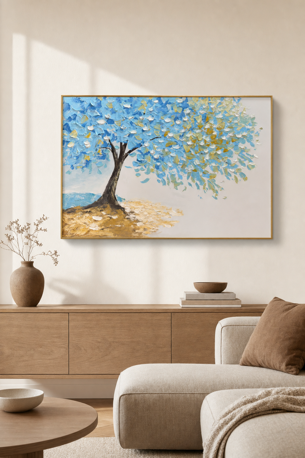Blue Blossom Tree Textured Wall Art