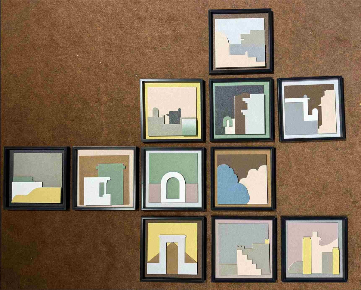 Black-framed Pastel Architectural Layered Panels – product photo of the full set