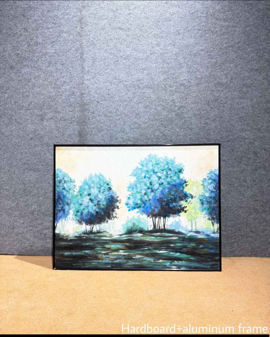 Blue Trees Landscape Textured Wall Art – close-up product photo