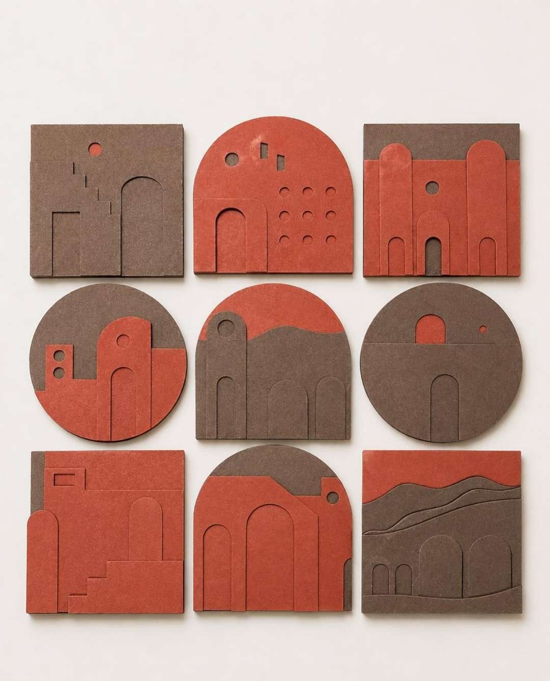 Brick-red & Brown Architectural Arch Panels – product photo of the full set