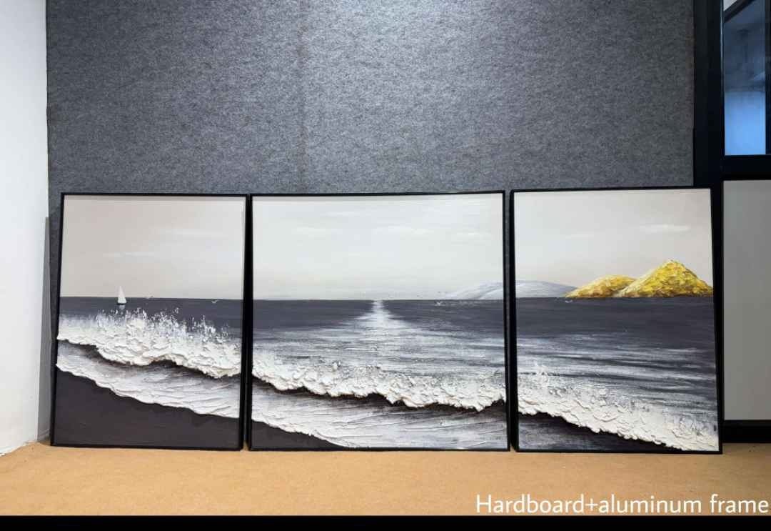 Dark Sea Waves Triptych Wall Art (set of 3) – close-up product photo