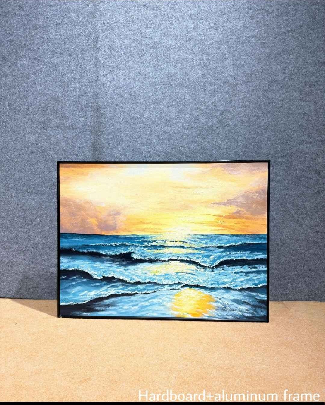 Golden Sunset Over Ocean Waves Wall Art – close-up product photo