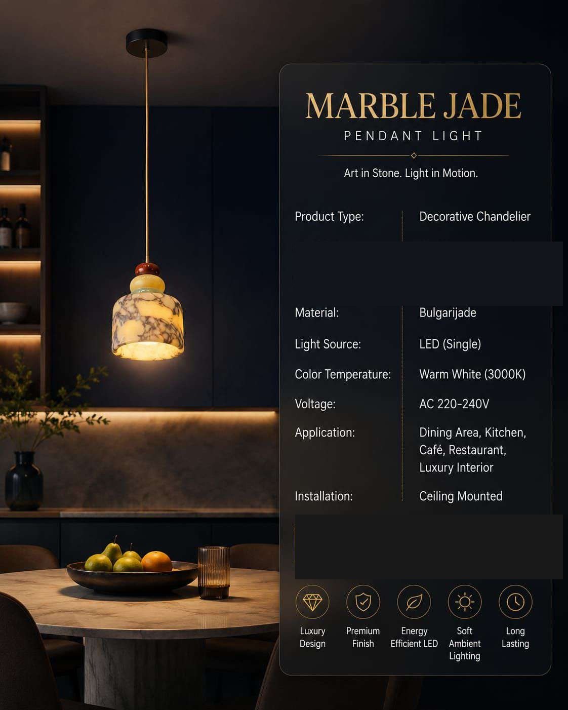 Marble Jade Pendant Light