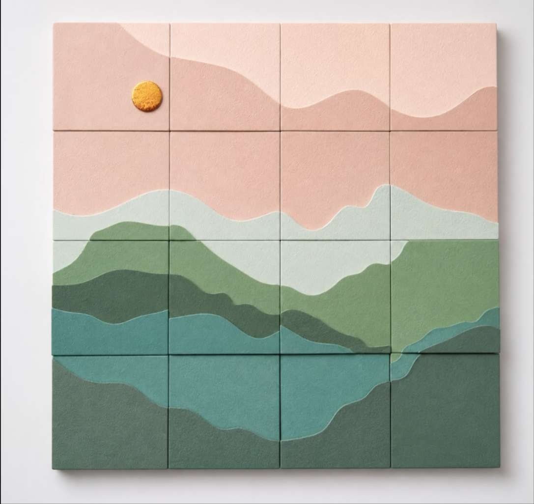 Pastel Mountain Landscape Tile Panel – product photo of the full set