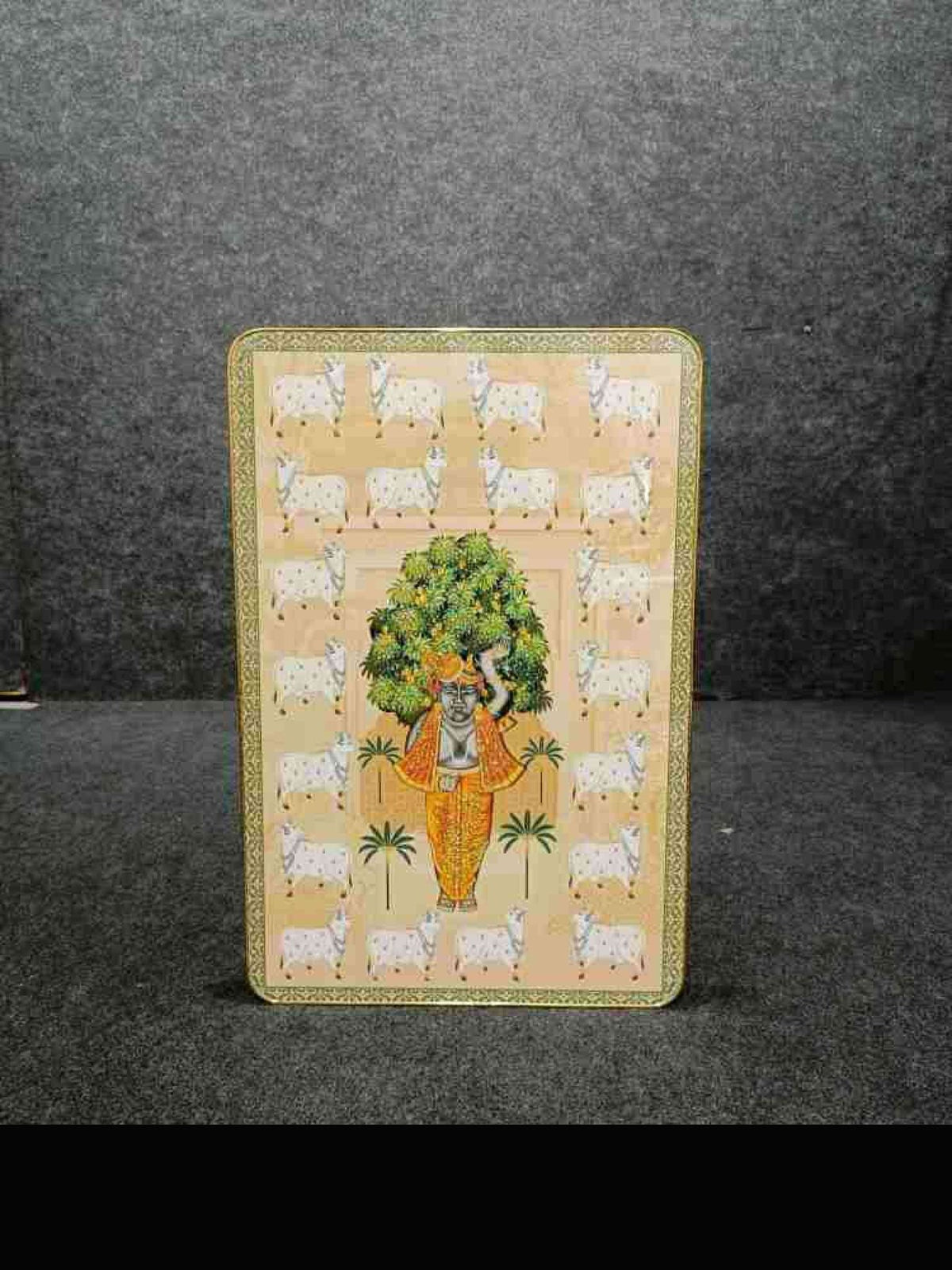 Pichwai Krishna with Cows Crystal Wall Art