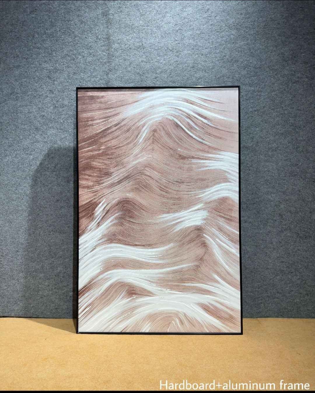 Rose & White Wave Pattern Textured Wall Art – close-up product photo