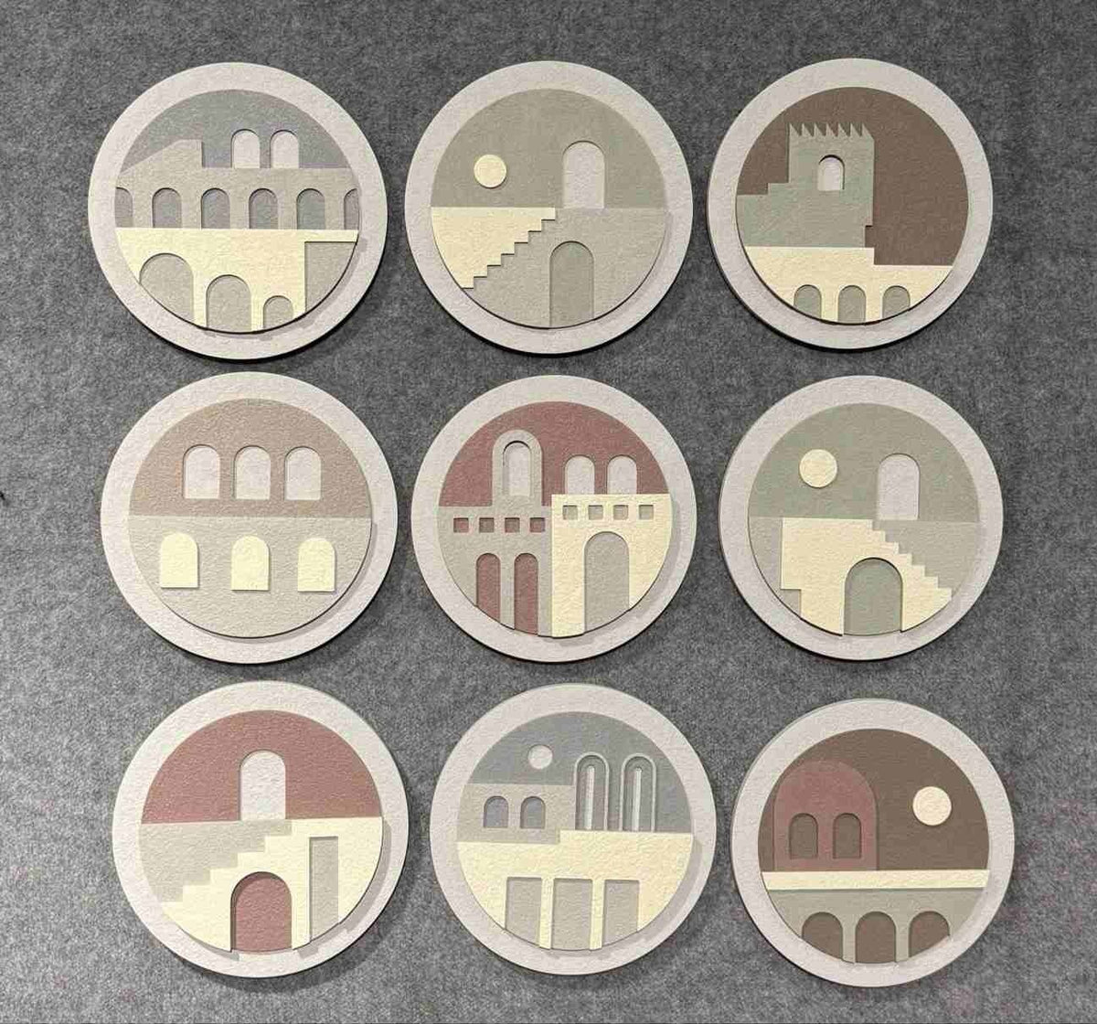 Round Pastel Architectural Arch & Stair Discs – product photo of the full set