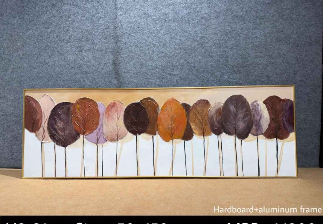Row of Autumn Leaf Trees Panoramic Wall Art – close-up product photo