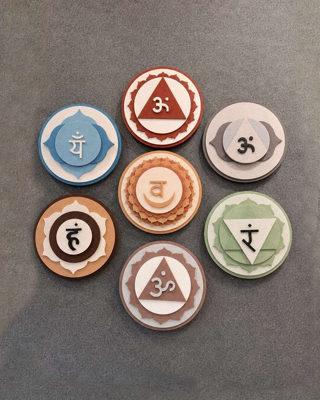 Seven Chakra Mantra Round Discs – product photo of the full set